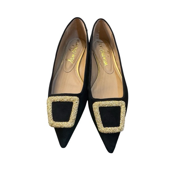 Sam Edelman Janina Black Velvet Pointed Toe Buckle Detailed Shoes Size 7.5 - Picture 1 of 10